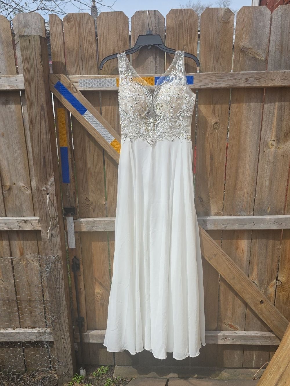 BeadedβIvory Chiffon Evening Gown